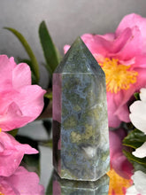 Load image into Gallery viewer, Crystal Blue and Green Moss Agate Tower Chakra Healing