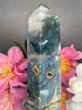 Load image into Gallery viewer, Natural Crystal Blue Green Moss Agate With Quartz Inclusions