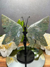 Load image into Gallery viewer, Green Translucent Crystal Moss Agate Butterfly Wings