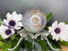 Load image into Gallery viewer, Breathtaking Natural Purple Crystal Moss Agate Sphere