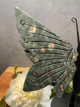Load image into Gallery viewer, Green Blossom Jasper Crystal Butterfly Wings
