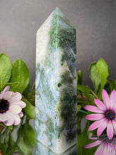 Load image into Gallery viewer, Natural Crystal Moss Agate Stone Tower Point