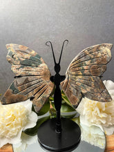 Load image into Gallery viewer, Stunning Green Blossom Jasper Crystal Butterfly Wings