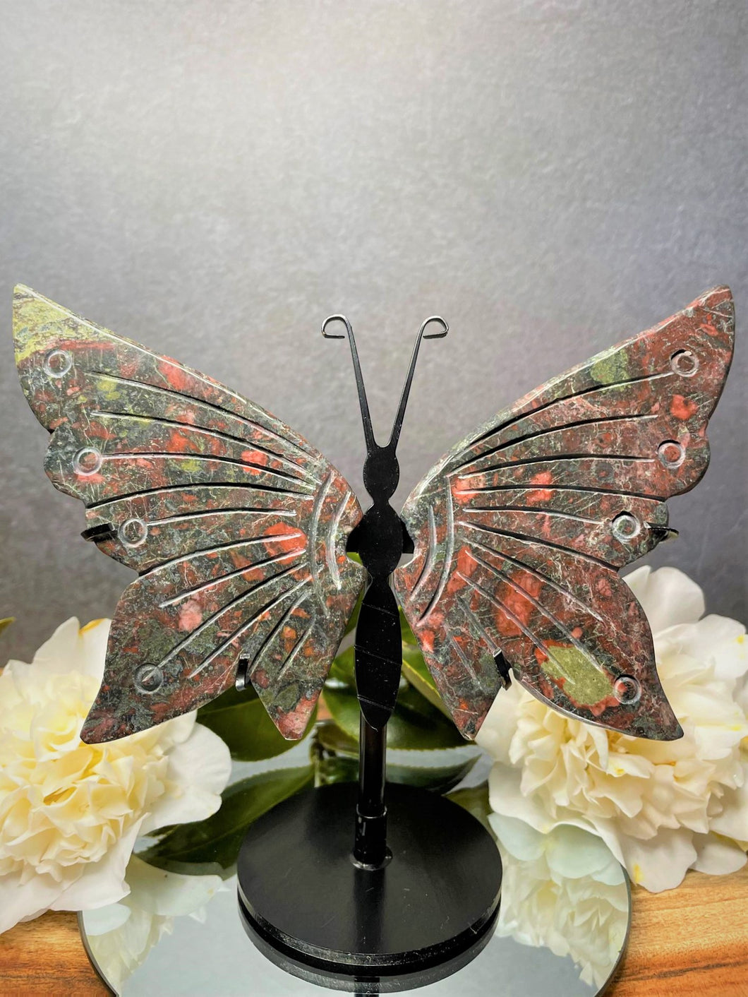 Beautiful Plum Blossom Jasper Crystal Butterfly Wings
