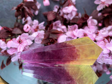 Load image into Gallery viewer, Purple & Yellow Fluorite Natural Crystal Point Wand