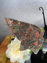 Load image into Gallery viewer, Plum Blossom Jasper Crystal Butterfly Wings With Stand
