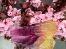 Load image into Gallery viewer, Purple & Yellow Fluorite Natural Crystal Point Wand