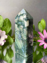 Load image into Gallery viewer, Stunning Green Moss Agate Crystal Tower Point