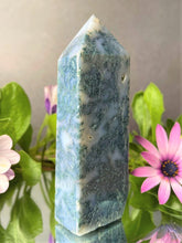 Load image into Gallery viewer, Emotional Balance Blue Moss Agate Crystal Tower Point