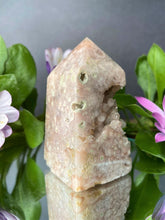 Load image into Gallery viewer, Pink Amethyst With Flower Agate Crystal Geode Tower