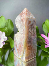 Load image into Gallery viewer, Calming Pink Amethyst With Flower Agate Crystal Geode Tower