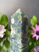 Load image into Gallery viewer, Chakra Healing Moss Agate Crystal Tower Point