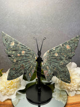 Load image into Gallery viewer, Green Blossom Jasper Crystal Butterfly Wings