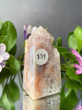 Load image into Gallery viewer, Chakra Healing Pink Amethyst With Flower Agate Crystal Tower