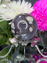Load image into Gallery viewer, DISCOUNTED Chakra Healing Black Flower Agate Crystal Sphere Ball