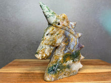 Load image into Gallery viewer, Stunning Colorful Moss Agate Crystal Unicorn Carving