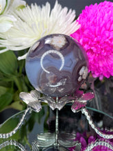 Load image into Gallery viewer, DISCOUNTED Chakra Healing Black Flower Agate Crystal Sphere Ball