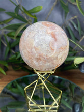 Load image into Gallery viewer, Pink Amethyst Flower Agate Sphere With Raw Specimens