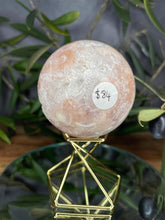 Load image into Gallery viewer, Pink Amethyst Flower Agate Sphere With Raw Specimens