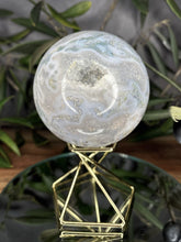 Load image into Gallery viewer, Moss Agate With Quartz Geode Druzy Crystal Sphere