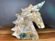 Load image into Gallery viewer, Stunning Colorful Moss Agate Crystal Unicorn Carving