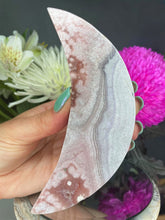 Load image into Gallery viewer, Stunning Pink Amethyst Crescent Moon Crystal Carving