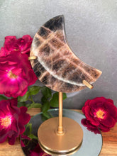 Load image into Gallery viewer, Enchanting Black Moonstone Sunstone Flash Crystal Crescent Moon