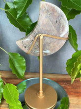 Load image into Gallery viewer, Breathtaking Moonstone Crystal Crescent Moon With Blue & Sunstone Flash