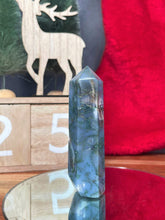 Load image into Gallery viewer, Blue Moss Agate Crystal Tower Point Chakra Healing
