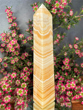 Load image into Gallery viewer, Stunning Yellow Calcite Crystal Tower Point