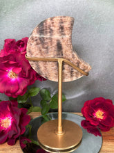 Load image into Gallery viewer, Stunning Black Moonstone & Sunstone Flash Crystal Crescent Moon