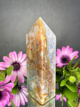Load image into Gallery viewer, Unique Purple & Orange Moss Agate Crystal Tower