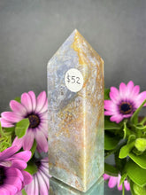Load image into Gallery viewer, Unique Purple & Orange Moss Agate Crystal Tower