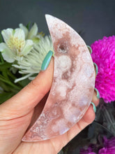 Load image into Gallery viewer, Pink Amethyst Flower Agate Crescent Moon