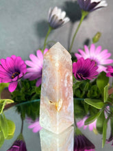 Load image into Gallery viewer, Chakra Healing Pink Amethyst Flower Agate Crystal Tower Point