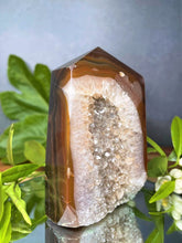 Load image into Gallery viewer, DISCOUNTED Strength Crystal Carnelian Tower With Quartz Geode