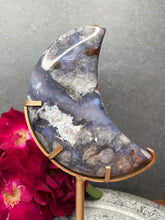 Load image into Gallery viewer, Mesmerizing Blue Flower Agate Crescent Moon