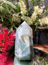 Load image into Gallery viewer, Moss Agate Crystal Tower Point Chakra Healing