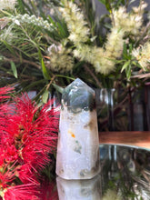Load image into Gallery viewer, Inner Peace Moss Agate Crystal Tower Point