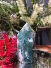 Load image into Gallery viewer, Natural Moss Agate Crystal Tower Point