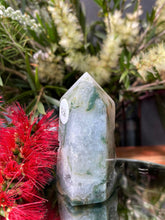 Load image into Gallery viewer, Moss Agate Crystal Tower Point Chakra Healing