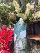 Load image into Gallery viewer, Natural Moss Agate Crystal Tower Point