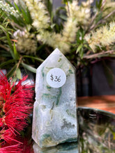 Load image into Gallery viewer, Moss Agate Crystal Tower Point Chakra Healing