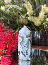 Load image into Gallery viewer, Emotional Balance Moss Agate Crystal Tower Point