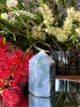 Load image into Gallery viewer, Tranquil Blue Moss Agate Crystal Tower Point