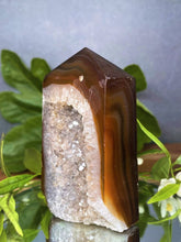 Load image into Gallery viewer, DISCOUNTED Strength Crystal Carnelian Tower With Quartz Geode