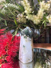 Load image into Gallery viewer, Inner Peace Moss Agate Crystal Tower Point