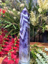 Load image into Gallery viewer, Relaxing Chevron Dream Amethyst Crystal Tower Point