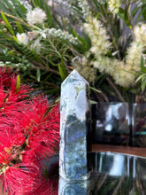 Load image into Gallery viewer, Serene Moss Agate Crystal Tower Point