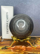 Load image into Gallery viewer, Silver Sheen Obsidian Crystal Sphere Healing Stone
